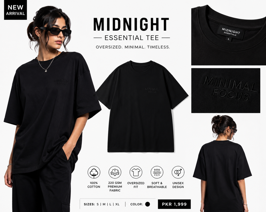 Midnight Essential Oversized Tee