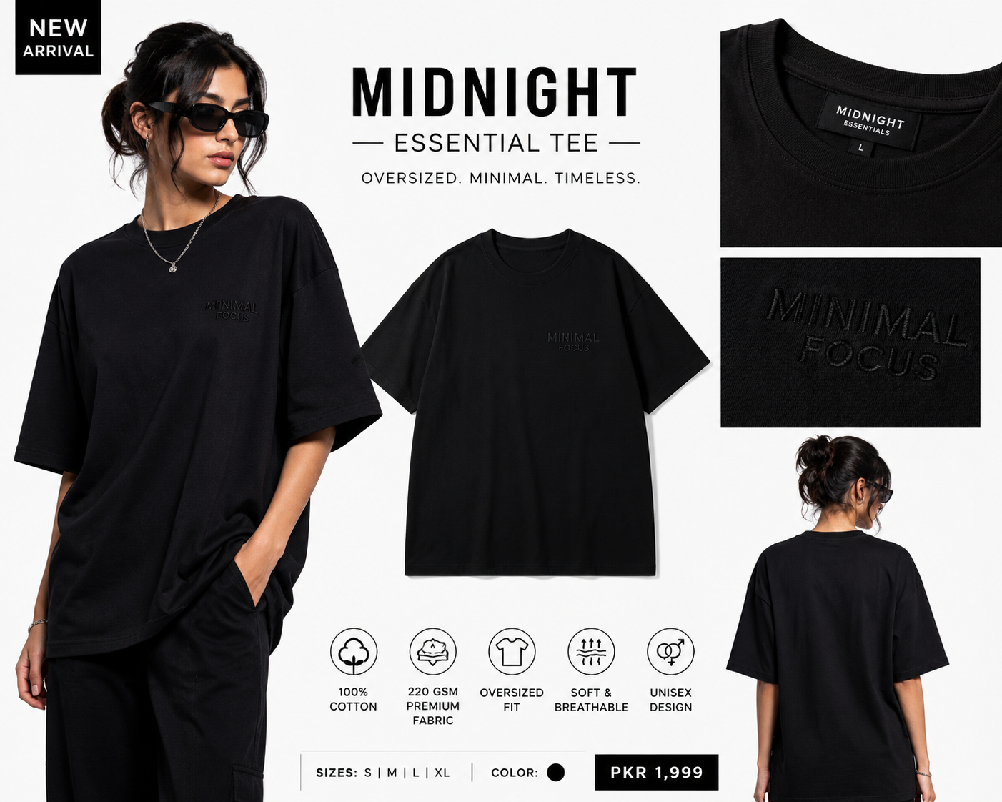 Midnight Essential Oversized Tee